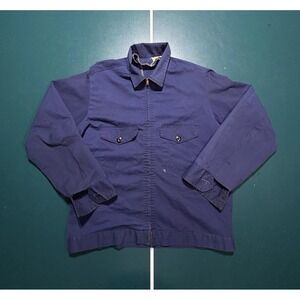 Vtg 50s 60s Mechanic Jacket Union Made USA Size 40 Boxy Gripper Zip Pocket Flaps